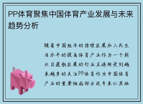 PP体育聚焦中国体育产业发展与未来趋势分析